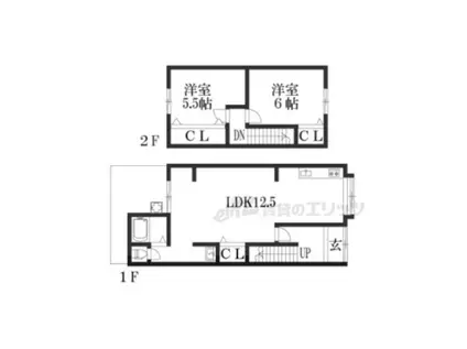 阪急電鉄京都線 洛西口駅 徒歩53分 2階建 築55年(2LDK)の間取り写真