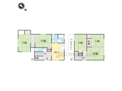 山陰本線 綾部駅 徒歩17分 2階建 築47年(5DK)の間取り写真
