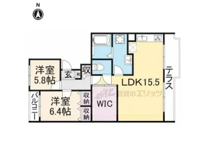富雄サンパレス号館(2LDK/1階)の間取り写真
