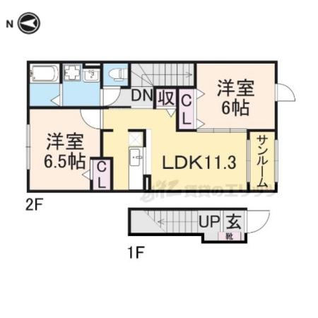 ラ スギシオン A(2LDK/2階)の間取り写真
