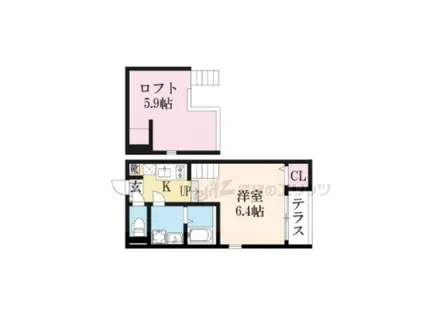 ハーモニーテラス醍醐新開(1K/1階)の間取り写真