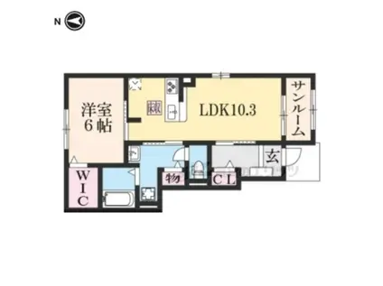 ジャスパーEX(1LDK/1階)の間取り写真