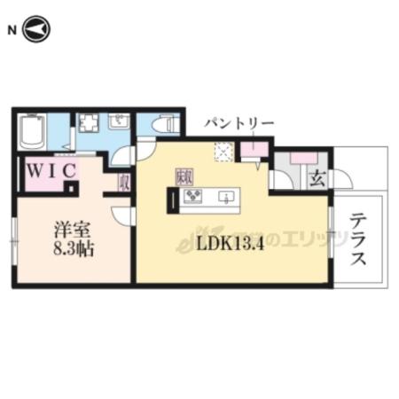 マリオ今国府町B(1LDK/1階)の間取り写真