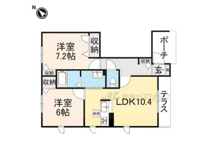 マーベラスコート・(2LDK/1階)の間取り写真