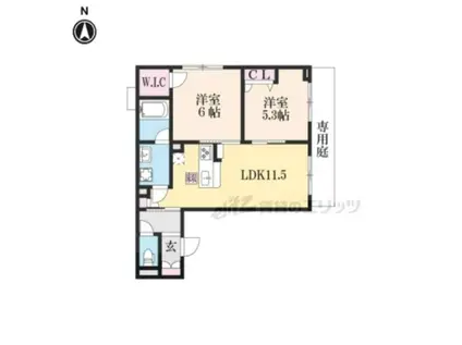 シャーメゾン綾小路(2LDK/1階)の間取り写真