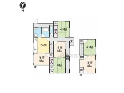 草津線 寺庄駅 徒歩5分 2階建 築41年(5LDK)の間取り写真