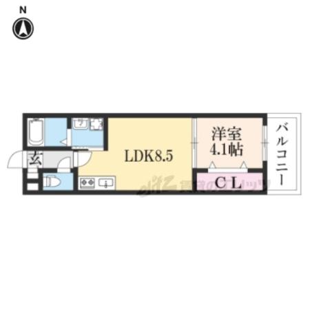 ジーメゾン山科マニフィコ(1LDK/1階)の間取り写真
