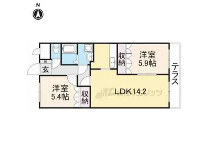 パインヒルズ(2LDK/1階)の間取り写真