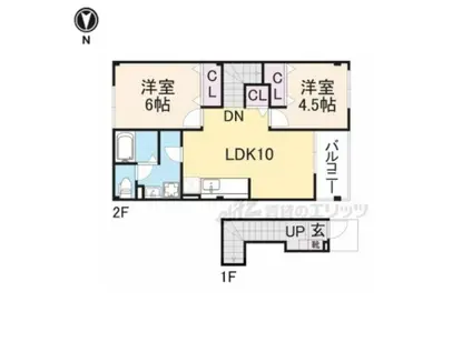 アビタシオン(2LDK/2階)の間取り写真