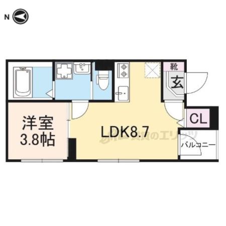 ジミーズメゾン円町(1LDK/2階)の間取り写真