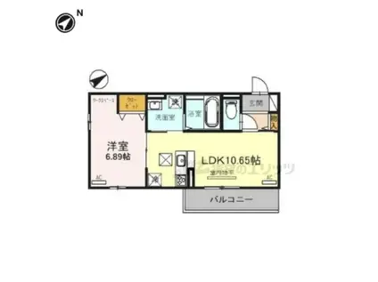 ウエスト PATH(1LDK/1階)の間取り写真