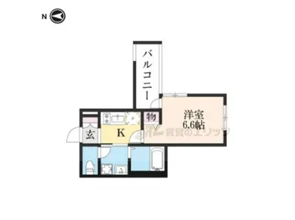 アクアプレイス京都北白川(1K/1階)の間取り写真