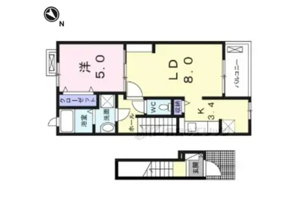 フォンテーヌ N-(1LDK/2階)の間取り写真