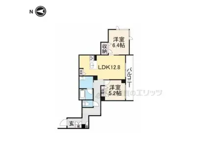ハイライフ北ノ口(2LDK/1階)の間取り写真