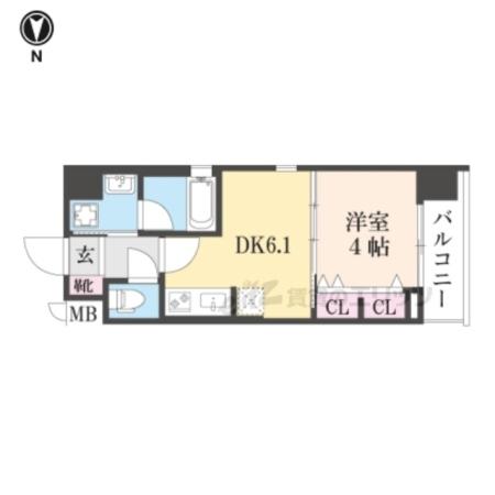 ベラジオ雅び烏丸十条(1DK/7階)の間取り写真
