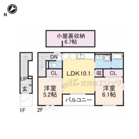 アルドーレK(2LDK/2階)の間取り写真