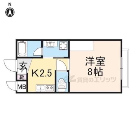 クラウディア長尾(1K/1階)の間取り写真
