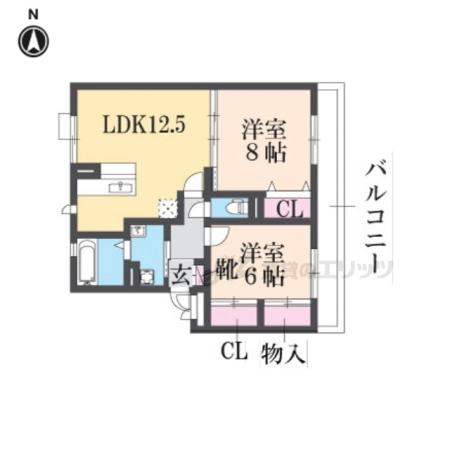 ビスタコート(2LDK/2階)の間取り写真