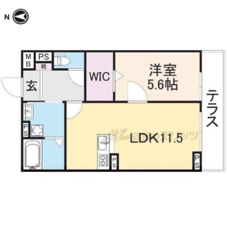 ALBERO京都椥辻(1LDK/1階)の間取り写真