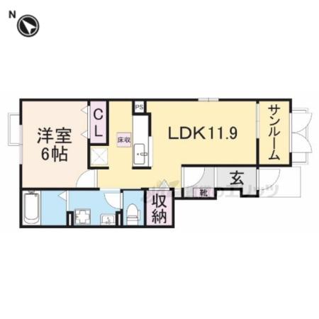 クラール リヒト(1LDK/1階)の間取り写真