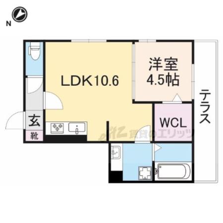 シャルール(1LDK/1階)の間取り写真