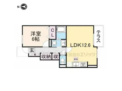 イースト・ヴィラ(1LDK/1階)の間取り写真