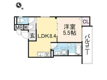 クリエオーレ藤阪中町(1LDK/2階)の間取り写真