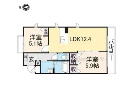 クラネイア(2LDK/2階)の間取り写真