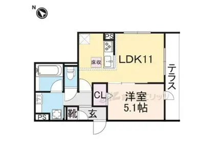 エトワール平安(1LDK/1階)の間取り写真