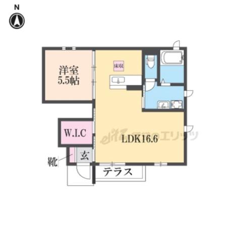 フローラあすか(1LDK/1階)の間取り写真