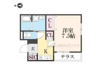 マノリアウエスト(1K/1階)の間取り写真