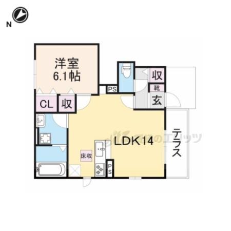 サンクチュアリKEG(1LDK/1階)の間取り写真