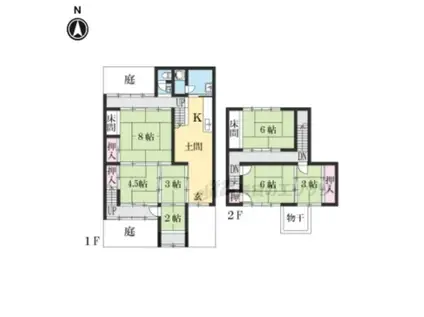 山陰本線 花園駅(京都) 徒歩5分 2階建 築106年(4DK)の間取り写真
