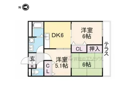 ウッディビレッジ(3DK/1階)の間取り写真