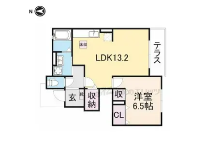 アクティフ ジェルメ(1LDK/1階)の間取り写真