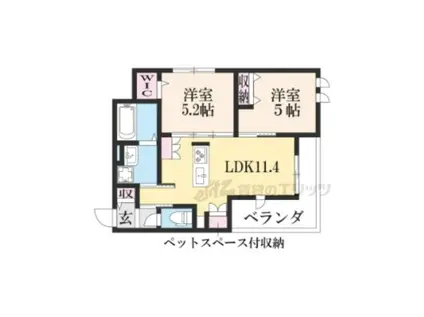 アクアフォンス桂(2LDK/3階)の間取り写真