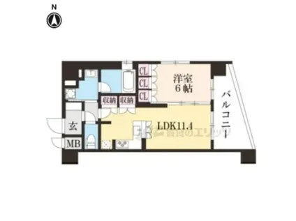 リーガル京都西陣(1LDK/6階)の間取り写真