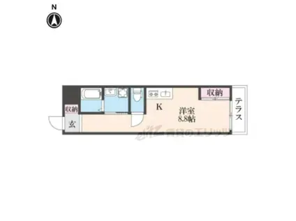 JOB-号館(ワンルーム/1階)の間取り写真