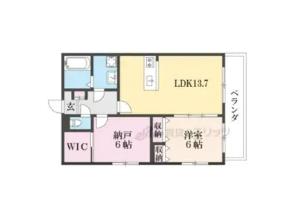 シャルレ7番館(1LDK/5階)の間取り写真