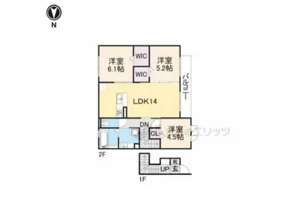 ハッピーライフ(3LDK/2階)の間取り写真