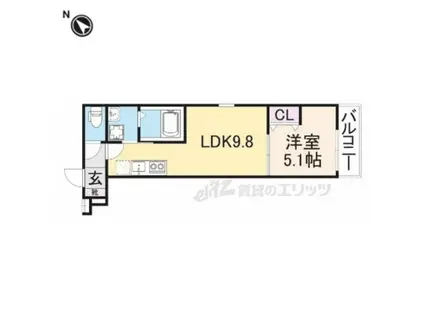 フジパレス萱島信和町番館(1LDK/2階)の間取り写真