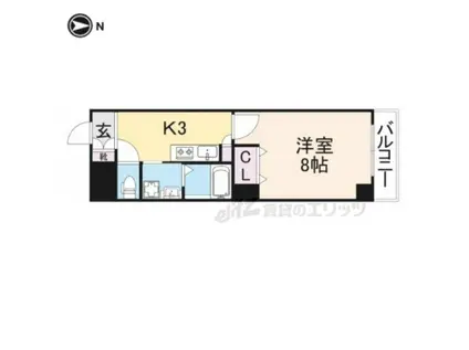 フリーディオ天の川(1K/3階)の間取り写真