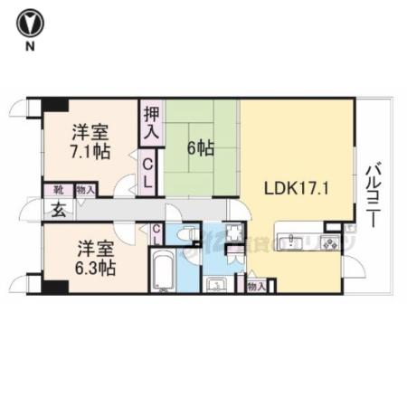 エステムコート香里園(3LDK/9階)の間取り写真