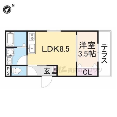 グレイスキューブ(1LDK/1階)の間取り写真