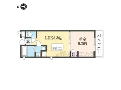 プルミエール鹿王院(1LDK/3階)の間取り写真