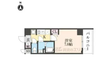 ソルテラス四条堀川(1K/3階)の間取り写真