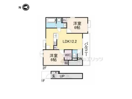 アンジュヴェール(2LDK/2階)の間取り写真