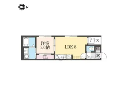 ハーモニーテラス醍醐御霊ヶ下町(1LDK/1階)の間取り写真