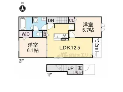 ジェルメ園部(2LDK/2階)の間取り写真