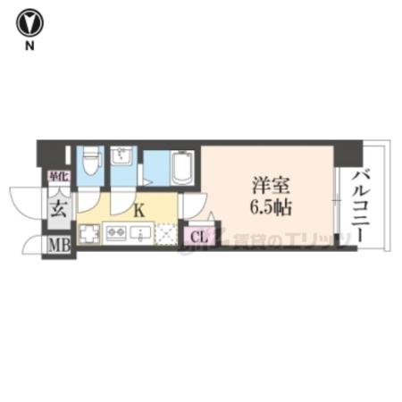 プレサンスTHE KYOTO 新町通(1K/2階)の間取り写真